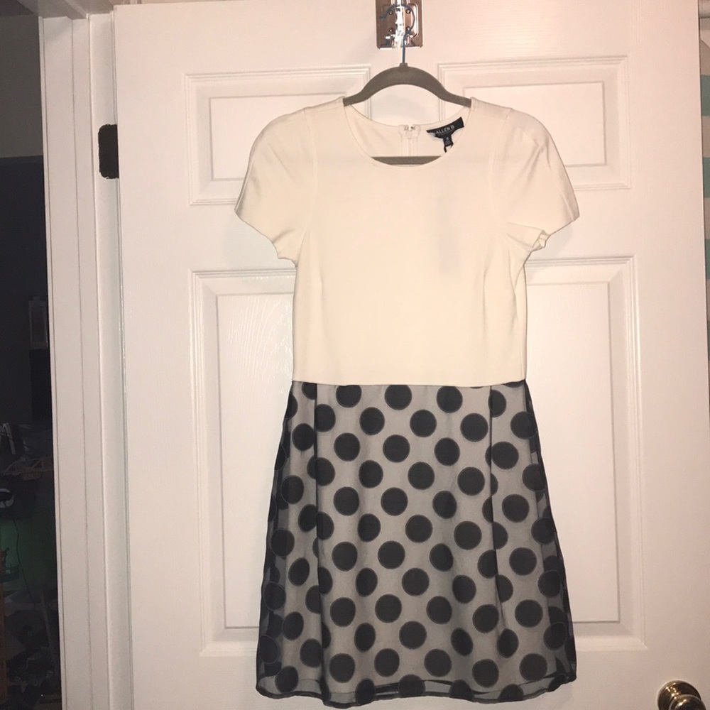 NWT: Allen B cream & black dot dress- size S